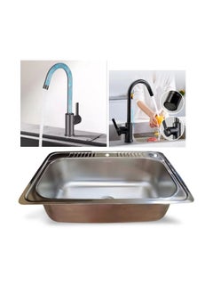 Buy Kitchen sink 80 cm x 50 cm 1 ml for large kitchens with mixer and drainer in Egypt