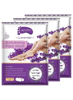 Buy Lavender Exfoliating Foot Mask for Callus, Dead Skin, Repair Rough Heels Pack of 3 in UAE