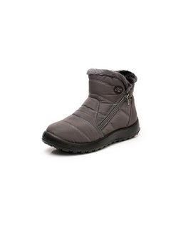 اشتري Women's Thickened Waterproof And Anti Slip Cotton Boots, Snow Boots Dark Grey في الامارات