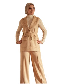 Buy **Beige Winter Suit Set with Pants, Padded Vest, and Belt (L 60 0 70 k) - by Stilo in Egypt