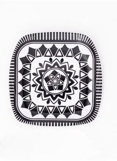 Buy Bright Designs Melamine Small Plate  6 Pieces 
  (L 18cm W 18cm)black & white in Egypt