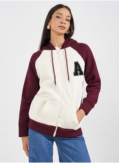 Buy Oversized Longline Color Block Zip Through Hoodie in Saudi Arabia