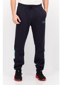 اشتري Men Regular Fit Drawstring Brand Logo Jogger Pants, Navy في السعودية