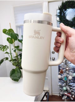 Buy Stanley IceFlow Stainless Steel Tumbler - Vacuum Insulated Water Bottle for Home, Office or Car Reusable Cup with Straw Leak Resistant Flip Cold 40oz (Cream) in UAE