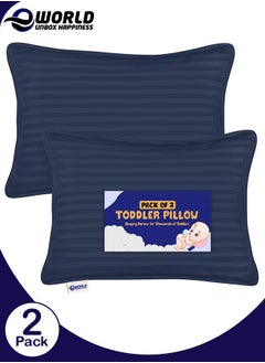 Buy Toddler Baby Sleeping Pillows, Soft Cotton Blend Cover with Polyester Filling, Perfect for Home & Hotel Rooms, Pack of 2 Available in Elegant Navy Blue Color in UAE