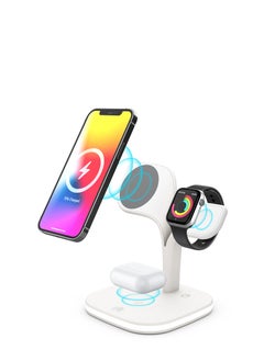 Buy 5 in 1 Wireless Charging Station 15W Fast Charging Pad for Apple Watch iPhone Compatible Multiple Device Charger Night Table lamp Stand in Saudi Arabia