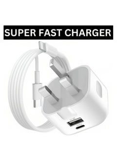 Buy For iPhone 14 13 12 11 Pro XR XS Fast Charging 20W USB-C PD Plug Charger & Cable in UAE