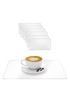 اشتري 6 Pcs Protective Clear Plastic Placemats Heat Resistant Wipeable Washable Table Mats Table Protector for Dining Room Table Kitchen Counter Office Desk Painting 17'' x 11'' في السعودية