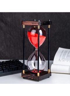 Buy Hourglass Timer, 60 Minutes Sand Timer Vintage Wooden Men's Ladies Quiet Clock for Home Office Kitchen Wedding Decor Ornaments Red in Saudi Arabia