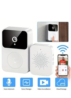 اشتري Smart Home Mini Wifi Video Doorbell Camera Wide Angle Night Vision Voice Change Two Way Audio Real Time Intercom Battery Powered Wireless Security Visual Jingle Bell With Dingdong Easy To Install & Us في السعودية