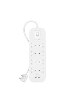 Buy 8 Way Power Extension 2M Cord 30w Dual USBC Ports in Saudi Arabia