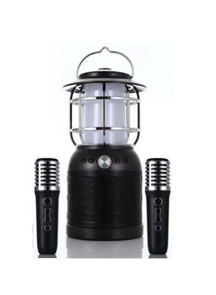 Buy Portable Karaoke Camping Lantern With Wireless Bluetooth Speaker And Dual Microphones Light Up the Night With Music and Fun Black in UAE