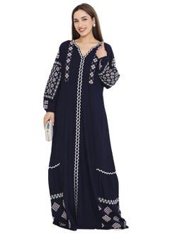 Buy UNIQUE STYLE THREAD EMBROIDERY ELEGANT ARABIC KAFTAN JALABIYA DRESS in Saudi Arabia