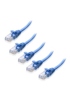 Buy 5 Pack Snagless 0.5M Short Cat6 Ethernet Cable Computer LAN Network Cord full copper Blue in UAE