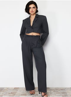 اشتري Anthracite Premium Wide Leg Pinstripe Polyviscon Woven Trousers TWOSS24PL00064 في مصر