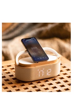 اشتري 2024 Multifunctional 6 in 1 Bluetooth Speaker With  Wireless Charger Alarm Clock FM Radio LED Light and Phone Holder. Long Battery Life Type C Charger For Home Kitchen في الامارات