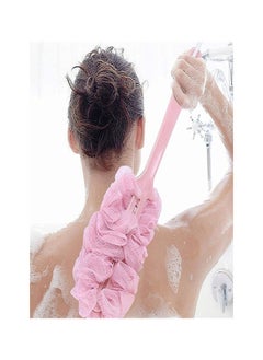 Buy Home Clearance Sale Veewon Long Handle Bath Brush Back Scrubber Shower Body Brushes Sponge Hanging Soft Mesh, Pink in UAE