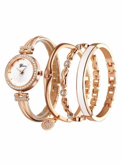 Buy Elegant Women Watch Set, 4 Pcs Lady Watches with Bracelet Set in UAE