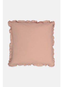 Buy Plain Cotton Flounce Cushion Pillow, Peach in UAE