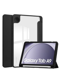 Buy Transparent Hard Shell Back Trifold Smart Cover Protective Slim Case for Samsung Galaxy Tab A9 Black in UAE