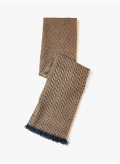 Buy Herringbone Patterned Tassel Detail Scarf in UAE