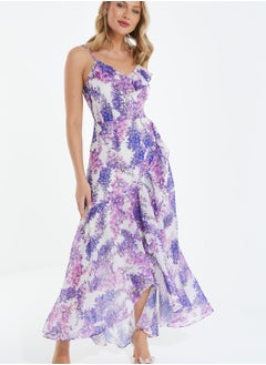 اشتري Strappy Floral Print Tiered Dress في الامارات