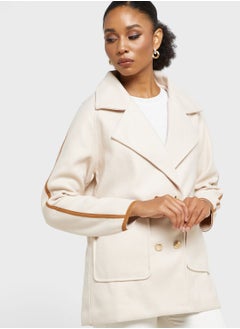 Buy Longline Coat With Contrast Trims in UAE