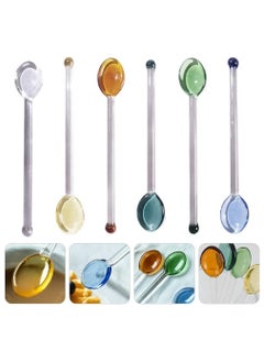 اشتري Small Glass Teaspoon, Crystal Clear Coffee Dessert Spoon, for Household Spoon Salt and Sugar, Flavored Tea Jar, Assorted Colors (6 Pieces) في السعودية