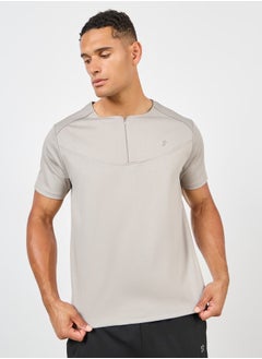 Buy Ultra Soft Micro Poly Front Zip Panel Detail Active T-shirt in Saudi Arabia