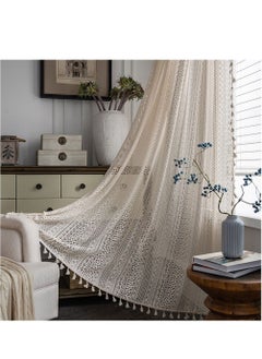 اشتري Rustic Crochet Curtains Knitted Lace Curtain Rod Pocket 1 Panel W150* H200CM في الامارات