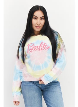 Buy Women Crew Neck Tie Dye Long Sleeves Sweatshirt, Pink Combo in Saudi Arabia