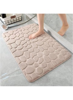 اشتري Memory Foam Bath Mat Cobblestone Bathroom Rugs Super Water Absorbent Bath Mats for Bathroom Machine Washable Bath Rugs (Khaki 40 * 60CM) في السعودية