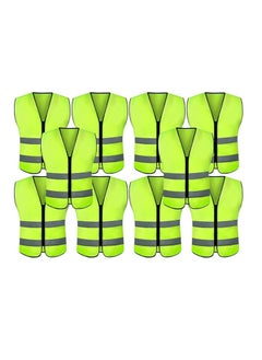 Buy ECVV 10PCS Reflective Safety Vest Bright Neon Color with 2 Inch Reflective Strips -Zipper Front (10) in Saudi Arabia