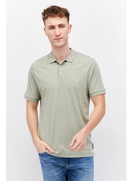 اشتري Men Regular Fit Brand Logo Short Sleeve Polo Shirt, Sage في الامارات