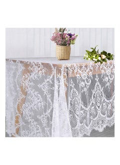 اشتري White Lace Tablecloth, 60 × 120 Inch Rustic Wedding Decor Boho Table Overlay Bridal Shower Tablecloth Rectangle Lace Cloth Embroidered Tablecloth for Rustic Boho Wedding Bridal Shower Party Decoration في الامارات