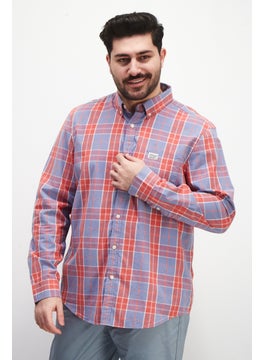 اشتري Men Regular Fit Plaid Long Sleeve Casual Shirt, Red Combo في الامارات