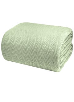 Buy Luxurious Thermal Cotton Blanket Green Queen – Herringbone 405 GSM 230cm x 230cm 100% Long Staple Throw Cotton Blankets for All Seasons – Soft Blanket for Bed by Infinitee Xclusives in UAE