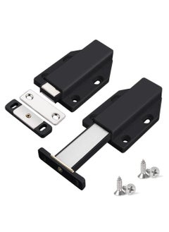 اشتري 2 Pack Black Cabinet Door Bouncer Magnetic Touch Lock Push to Open Hardware Latch with 12 Screws في الامارات