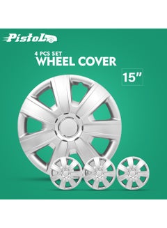 Buy 15 inch Car Wheel Cover 15" Hubcaps 4 Pcs Set Tires Automotive Hub Wheel Cap ABS Material Wheel Cap in Saudi Arabia