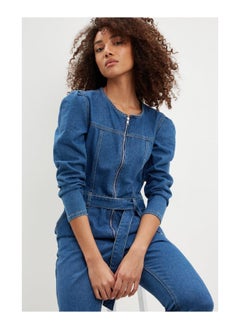 اشتري Denim Long Sleeve Zip Through Jumpsuit في الامارات