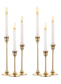 Buy 6PCS Candlestick Holders, Metal Taper Candle Holders, Vintage Decorative Candlestick, Three Sizes Gold Candlestick Holder, Holders for Table Mantel Wedding, for Home Decor, Wedding,Dinning, Party in Saudi Arabia