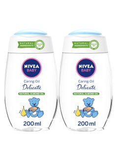 Buy NIVEA Baby Oil Delicate Caring Natural Almond Oil 2x200ml in UAE