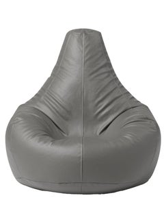 Buy Faux Leather Tear Drop Recliner Bean Bag with Filling Grey in UAE