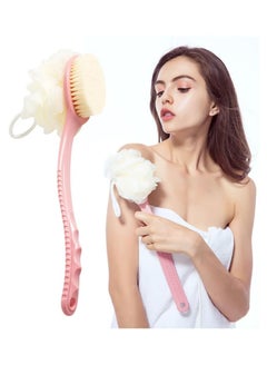 Buy Bath Body Brush Long Handle, Double Sided Shower Back Scrubber Brush Soft Bristles (Pink) in UAE