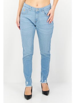 اشتري Women Regular Fit Plain Stretchable Straight Leg Jeans, Light Blue في الامارات