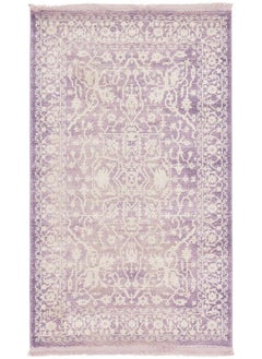 Buy Traditional Classic Intricate Design With Distressed Vintage Detail Area Rug 3 Ft 3 In X 5 Ft 3 In Purple Ivory in UAE