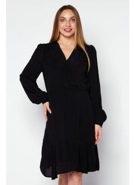 Buy Women Textured Midi Dress, Black in UAE