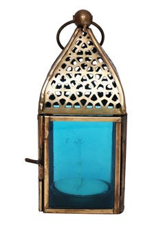 اشتري Handmade Lantern Small | Suitable For Living Room, Bedroom And Outdoor | Perfect Festive Gift For Home Decoration In Ramadan, Eid, Birthdays, Weddings | Made Of Iron | Blue في الامارات