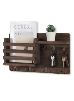 Buy Floating Shelves,Key and Mail Holder for Wall Decorative,Rustic Mail Organizer Wall Mount, Wooden Letter Sorter Organizer with Key Rack Hooks for Hallway Kitchen Farmhouse Decor in Saudi Arabia