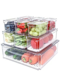 Buy Set of 10 Fridge Organizer Stackable Refrigerator Organizer Bins with Lids BPA-Free Plastic Pantry Storage Bins for Fridge Freezer Kitchen Cabinet Pantry in Saudi Arabia